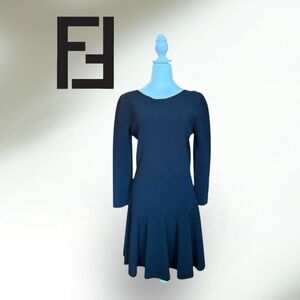 Fendi Knit Black Skater Dress, Scoop Back